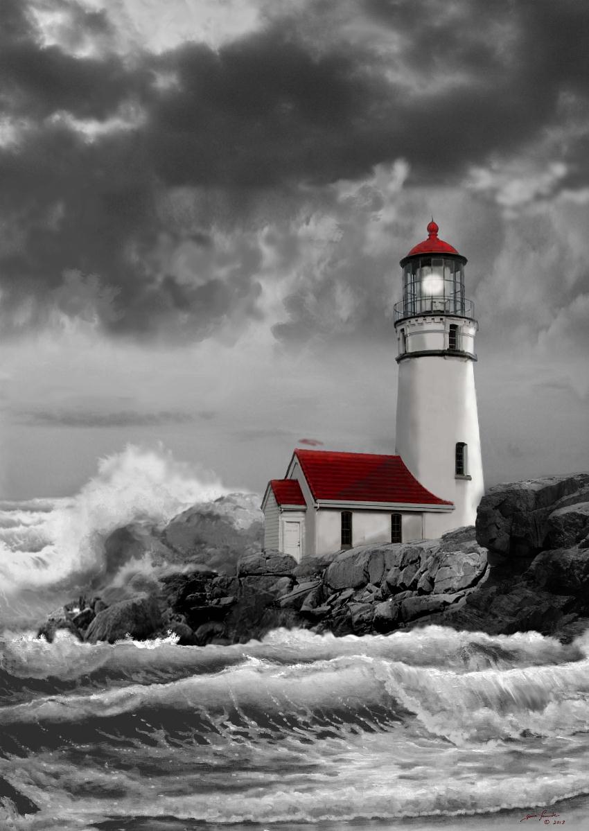 Black And White Paintings With Red Flixfocus Oregon Lighthouse Painting In Black And White By Gina